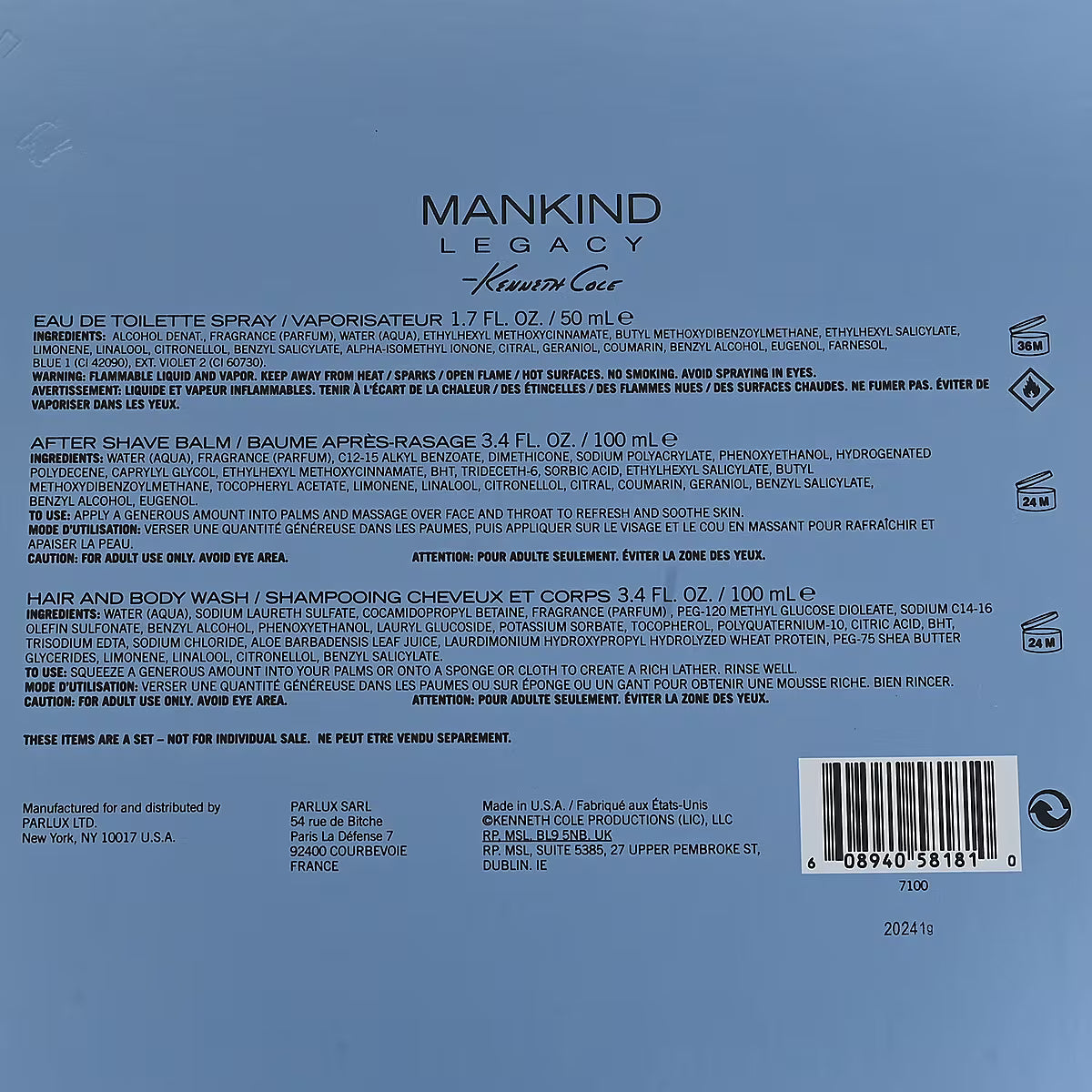 Mankind Legacy by Kenneth Cole Fragrance for Men 3 Piece Gift Set