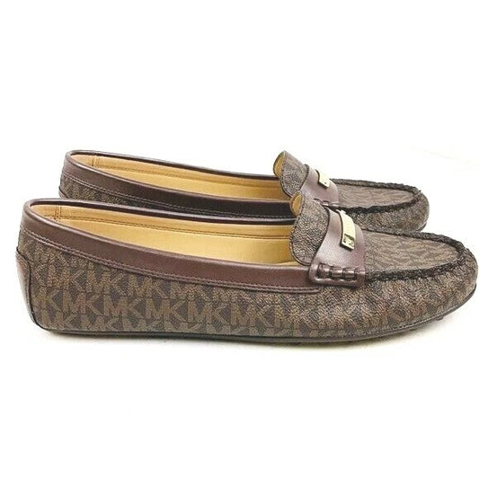 Michael Kors Everett Leather Slip On Moccasin Loafers Flat Brown Women's Size 8M