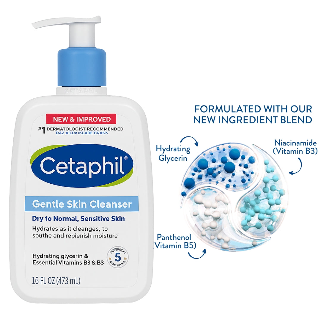 Cetaphil Daily Facial Cleanser — Gentle Skin Cleanser — (473 mL / 16 fl oz)