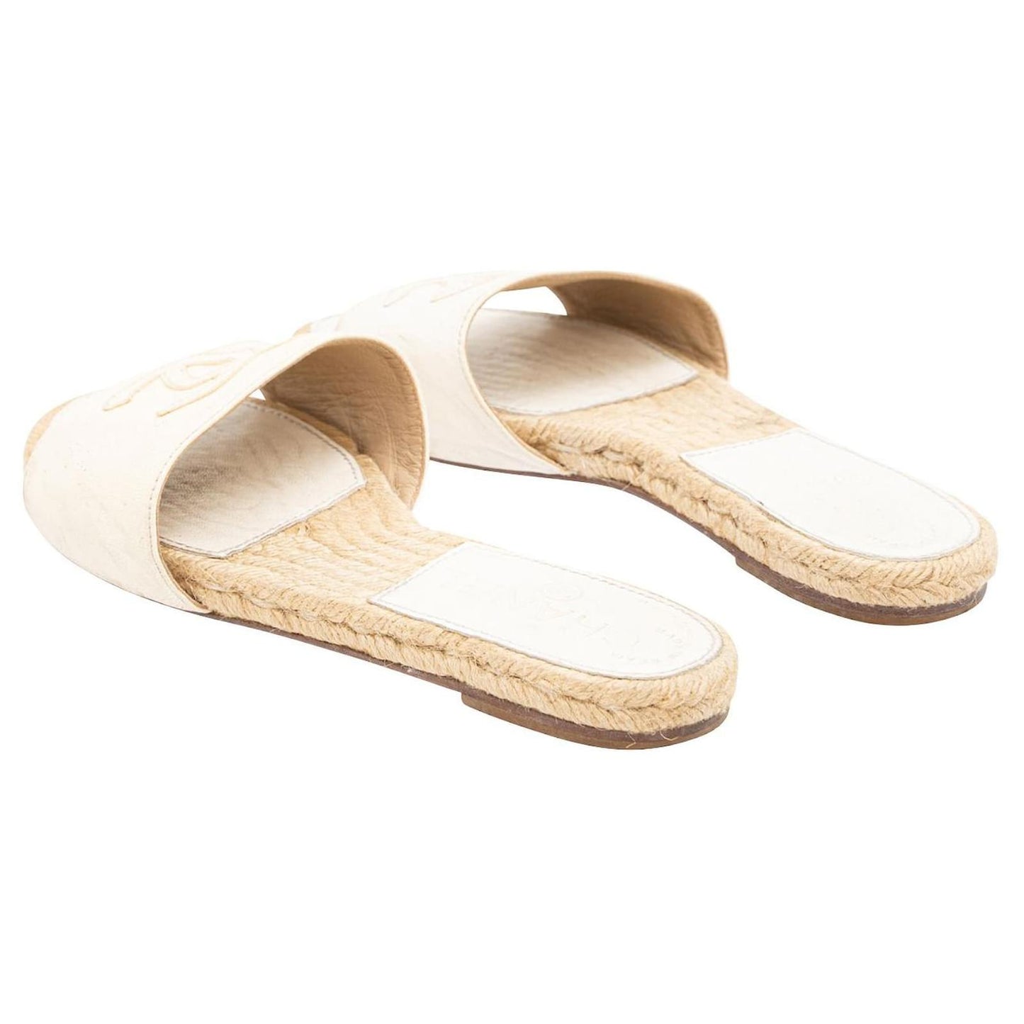 Chanel Interlocking CC Logo Espadrilles White Size 39