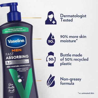 Vaseline Men Fast Absorbing Body Lotion-(600ml)