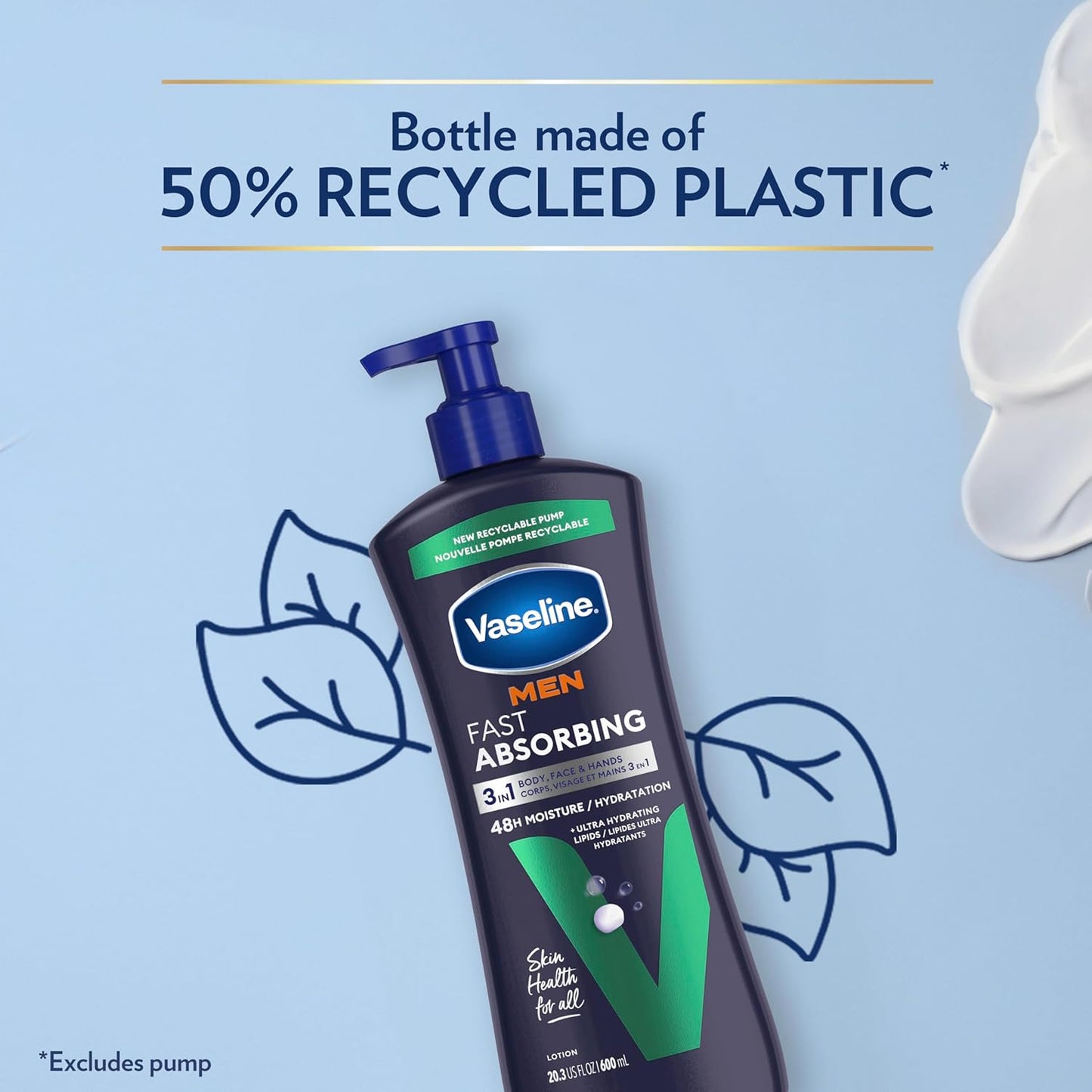 Vaseline Men Fast Absorbing Body Lotion-(600ml)