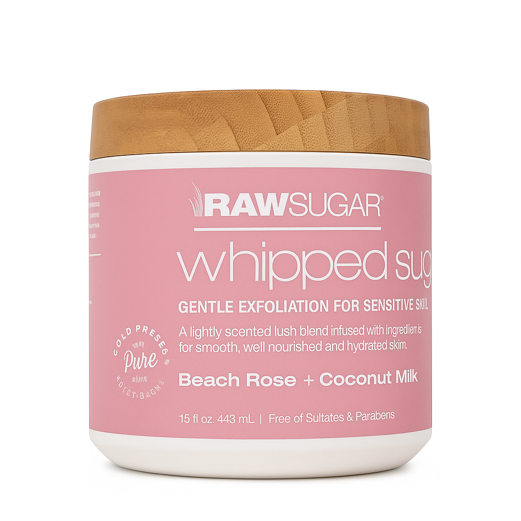 Raw Sugar Whipped Scrub – Beach Rose + Coconut Milk + Shea (443 mL)