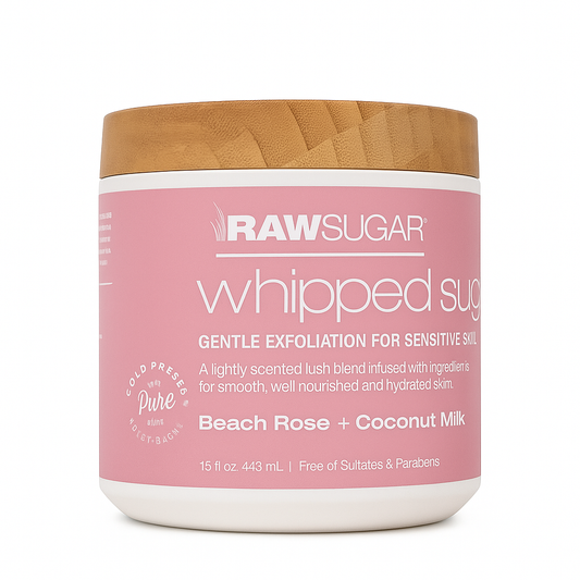 Raw Sugar Whipped Scrub – Beach Rose + Coconut Milk + Shea (443 mL)