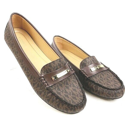 Michael Kors Everett Leather Slip On Moccasin Loafers Flat Brown Women's Size 8M