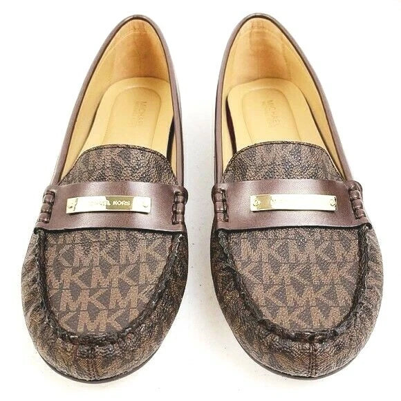 Michael Kors Everett Leather Slip On Moccasin Loafers Flat Brown Women's Size 8M