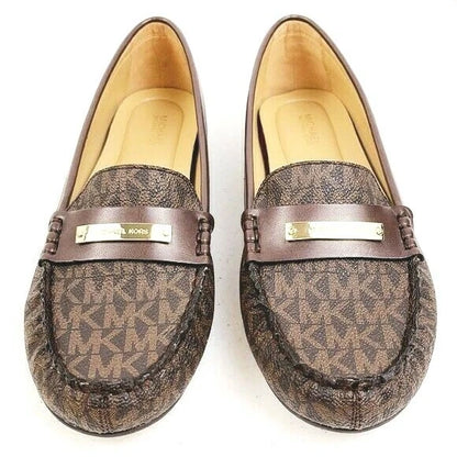 Michael Kors Everett Leather Slip On Moccasin Loafers Flat Brown Women's Size 8M