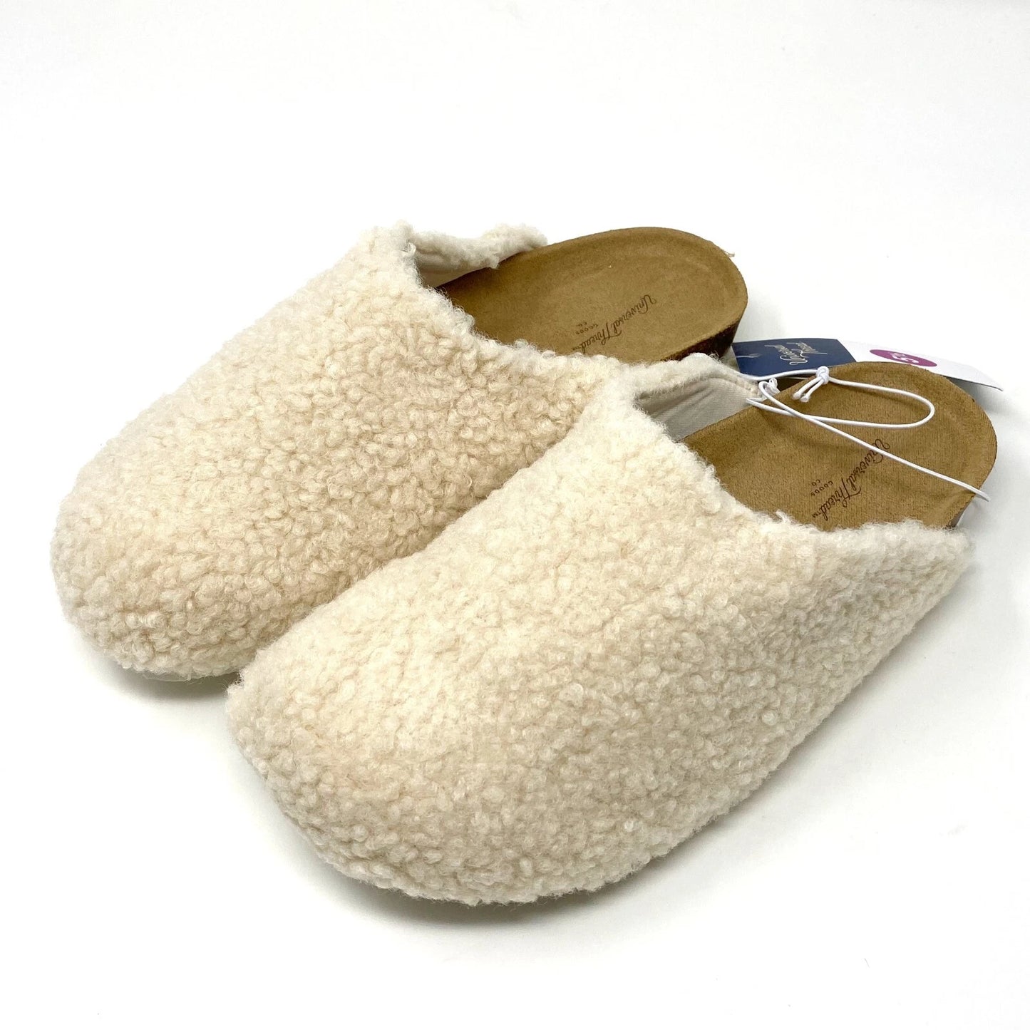Universal thread Women's Flats, Slip On, Sherpa, Clogs, Mule, Cream, Size 5.5