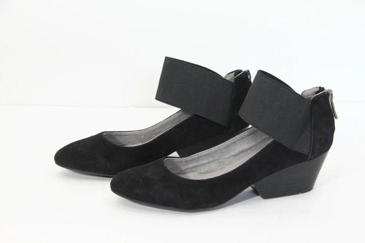 Women Modern Pumps 6.5 Com+Sens Block Heels Shoes Minimalist black suede Size 9